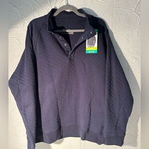 EDDIE BAUER  Long-Sleeve Quilted 1/4 Snap Shirt Navy-Blue Size XL New with Tags